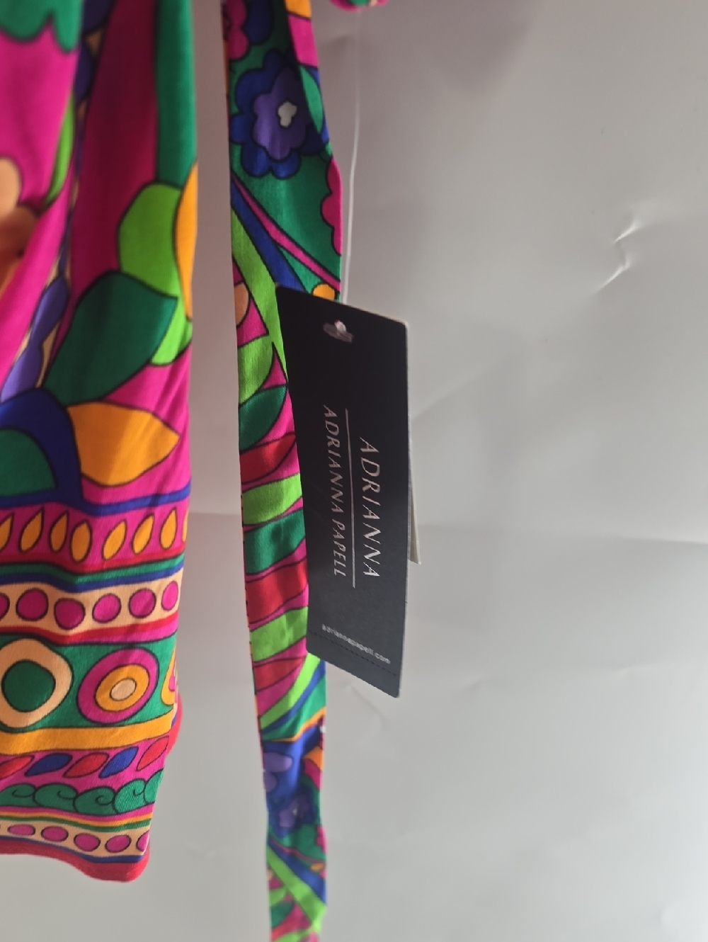 Adrianna Papell Pink Multicolor Printed Long-Sleeve Mini Dress - Picture 8 of 11
